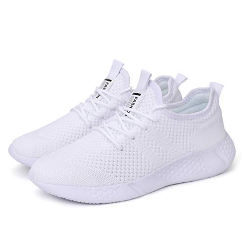 BUBUDENG Mens Running Shoes Trainers Sports Gym Walking Jogging Athletic Fitness Outdoor Sneakers,White,5.5 UK(Label Size: 39)