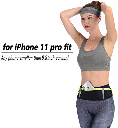 LocoJoy Best Comfortable Adjustable Running Belt with Reflective Strip that Fit All Phone Models and Fit All Waist Sizes for Running, Workouts, Outdoor Sports, Training Money Belt & More,Black