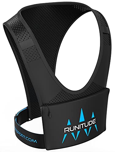 Runitude Running Phone Holder Vest | Chest Pouch | Train Lightweight | Key Clip Holder | Light Straps | Waterproof | Reflective | Men & Women - Gym Store