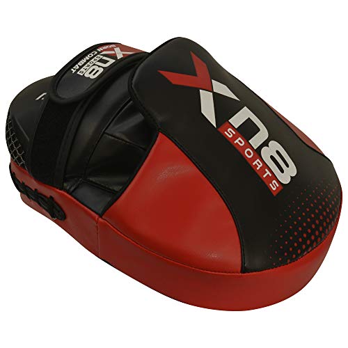 XN8 Boxing Pads MMA Focus Mitts- Adjustable Strap Curved Hook and Jab Hand Padded Target Strike Shield Great for Punching- Martial Arts-Muay Thai Training-Kickboxing-Karate Red