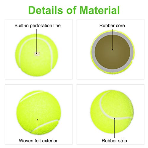 Fostoy Tennis Rebound Ball with String, 5 Pack Durable Replacement Balls for Tennis Trainer Base, Tennis Training Ball for Adults Kids Beginner Self-Study Practice Indoor Outdoor