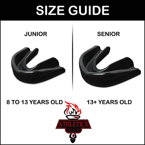 2-PCs Mouth Guard by Athletics Gear – Cost-effective High Grade Silicone Air Gel Gum Shield for kids, Men & Women (Black, Senior)
