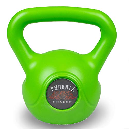 Phoenix Fitness 4KG Green Vinyl Kettlebell - Heavy Weight Kettle Bell for Strength and Cardio Training - Kettlebells for Home and Gym Fitness Workout Equipment for Bodybuilding and Weight Lifting