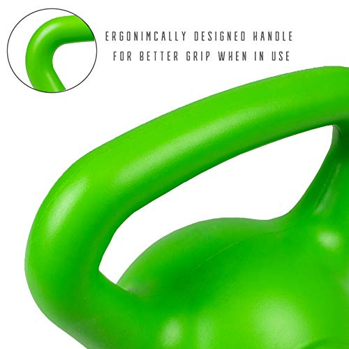 Phoenix Fitness 4KG Green Vinyl Kettlebell - Heavy Weight Kettle Bell for Strength and Cardio Training - Kettlebells for Home and Gym Fitness Workout Equipment for Bodybuilding and Weight Lifting