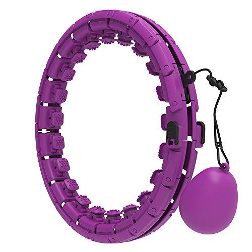 reakoo Weighted Smart Hoola Hoops for Adults and Kids Exercise 24 Detachable Knots Adjustable Size 2 in 1 Abdomen Fitness Smart Weighted Hula Ring Hoops