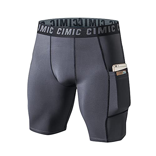 frueo 3 Pack Mens Compression Shorts Quick Dry Running Shorts for Men with Phone Pocket Sport Shorts for Training Riding Gym（0409） 3Gray-S