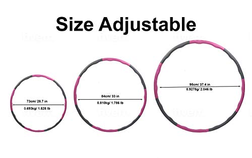 FLT Weighted Hula Hoops for Adults and Children,Folding Fitness Massage Hula Ring,8-section Soft Padding, Detachable Adjustable Slimming Circle,Weight Loss Distribution