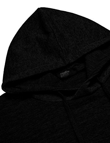 COOFANDY Men's Sweatshirt Hipster Gym Long Sleeve Drawstring Hooded Plaid Jacquard Pullover Hoodies Black