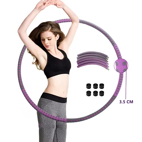 FitTown NEW Stainless Steel Hula Hoop - Weighted Hula hoops for Adults | Women | Men - 6 Pieces Adjustable|Detachable Weights for Weight Loss,Removable Weights - Fitness Hula Hoops for Sports&Exercise