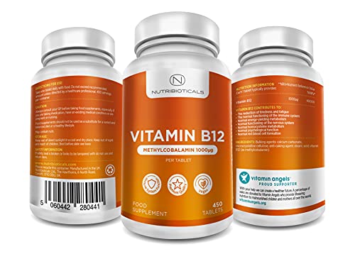 Vitamin B12 Methylcobalamin 1000mcg 450 Tablets (15 Month Supply) | Reduction of Tiredness and Fatigue & Normal Function of The Immune System