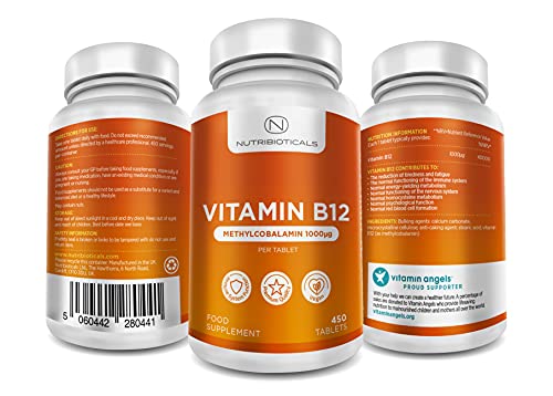 Vitamin B12 Methylcobalamin 1000mcg 450 Tablets (15 Month Supply) | Reduction of Tiredness and Fatigue & Normal Function of The Immune System - Gym Store | Gym Equipment | Home Gym Equipment | Gym Clothing