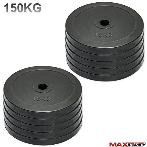 MAXSTRENGTH Rubber Weight Plates Disc Olympic 2" 5cm Hole Home Gym Strength Training Fitness Exercise 20kg & 40kg Kg Set (7.5kg x 4 = 30kg) - Gym Store
