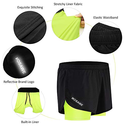 Lixada Mens Running Shorts 2-in-1 Quick Drying Breathable Cycling Shorts with Longer Liner for GymTraining Exercise Jogging