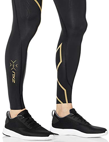 2xu men's mcs run compression ma4411 comp tights, black/gold, small