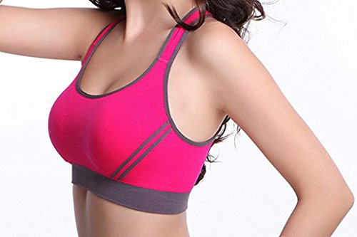 DODOING Women Jogging Sports Blockout Bra Vest Gymwear Fitness Crop-top Yoga Exercise Tank Tops, M, Black & Red & White(3-pack)