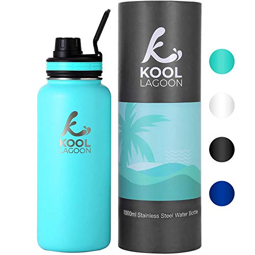 Kool Lagoon Stainless Steel Water Bottle | 650 ml | Vacuum Insulated Double Wall | Cold & Hot Flask | Sports Cap | BPA Free | Large Metal Thermos | Leakproof | For Gym, Travel, Sports | Gift Box