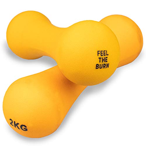 Phoenix Fitness RY928-2 Neoprene Dumbbell Weight for Home and Gym Fitness Exercise Workout Training for Arms and Hands, Pair, 2KG, Orange