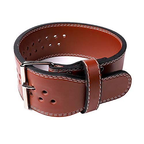 yinbaoer Leather Belt Weight Lifting Fitness Gym Belts Adjustable Weight Lifting Belt For Brace Support Exercise Fitness Training brown,S