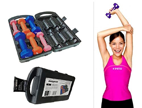 Quickplay 6kg Fitness Dumbells Hand Weights Set With Carry Case