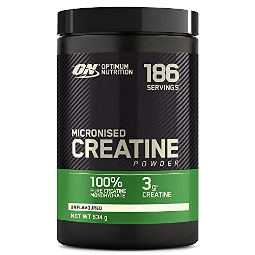 Optimum Nutrition Micronised Creatine Powder, Creatine Monohydrate Powder for Performance, Unflavoured, 186 Servings, 634 g, Packaging May Vary