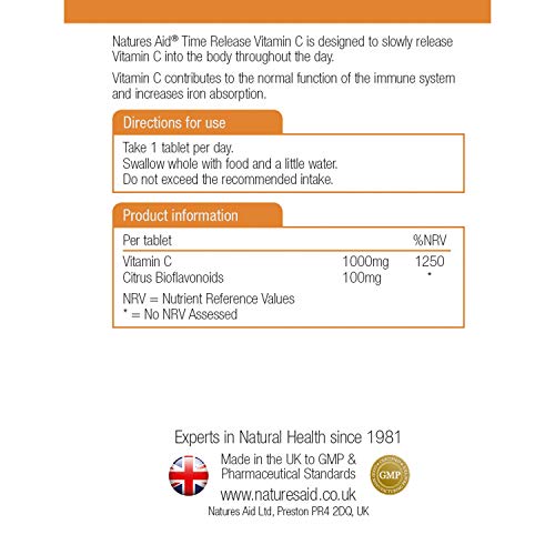 Natures Aid Vitamin C Time Release 1000 mg, Immune Support, 180 Tablets