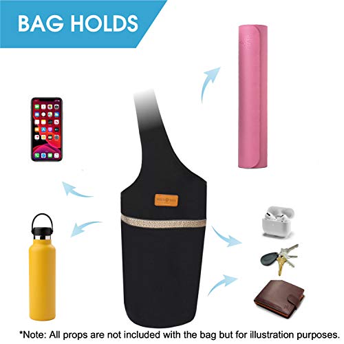 ALLEN & MATE Large Yoga Mat Bag with Side Pocket and Zipper Pocket, Fit Most Size Mats (BLACK)