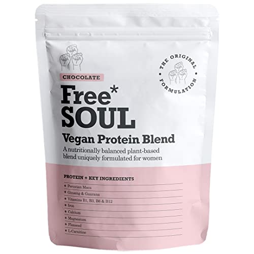 Free Soul Vegan Protein Powder | Formulated for Women | 600g | 20g Protein | Added Nutrients | Gluten & Soy Free Plant Based Nutrition Protein Shake | Pea and Hemp Isolate Protein (Chocolate)