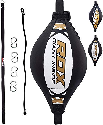 RDX Double End Speed Ball Maya Hide Leather Boxing Dodge Speed Bag Punching MMA Training Workout Floor to Ceiling Rope