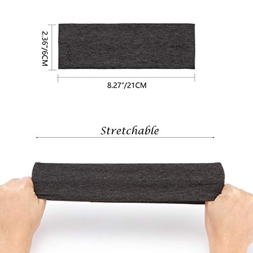 Folora 6Pcs Stretchy Elastic Black Headbands, Cotton Sports Hairband for Women Girls, Suitable for Yoga, Pilates, Running, Cycling