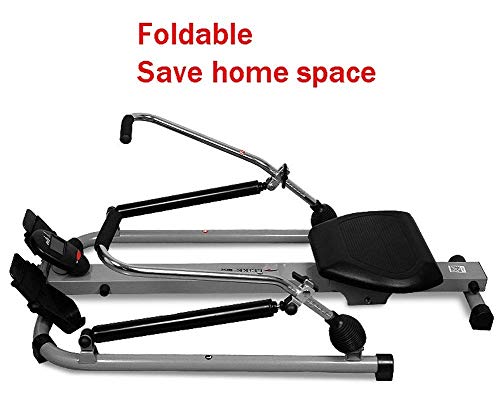 AMZOPDGS Foldable Rowing Machines Rowing Machine for Home Use, Foldable Adjustable Resistance Hydraulic Rower, Smooth Riding, Track Your Progress, Black Silver Colour