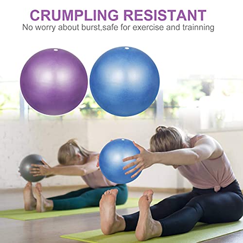 HQdeal 2 pcs Soft Pilates Balls 9 inch / 23 cm Exercise Balance Ball Gym Fitness Ball Perfect for Pilates,Yoga, Core Training and Physical Therapy - Blue & Purple