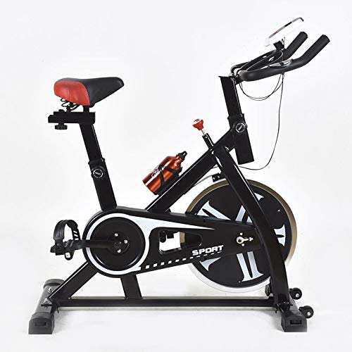 Sports Exercise Spinning Bike Indoor Training Fitness Cardio Bike with Heart Rate Monitor Large Bidirectional Flywheel Belt Drive Infinite Resistance LCD Displays with water bottle holder
