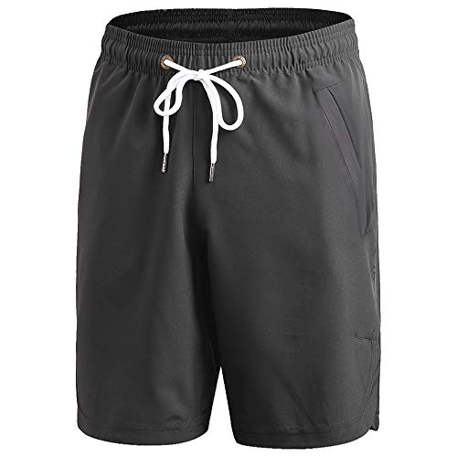 Yuerlian Men's Sports Shorts, Quick Dry Workout Shorts for Men, Classic Fit Summer Short with Pockets Dark Grey