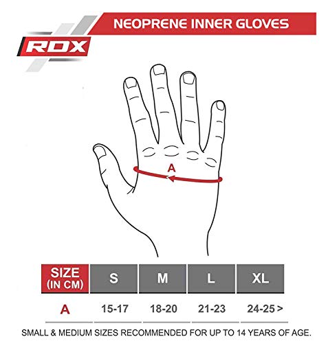 RDX Boxing Inner Gloves Hand Wraps, Hybrid Design for Gym Weight Lifting Workout, 50Cm Long Wrist Support, Gel Padded Neoprene Under Mitts, MMA Muay Thai Martial Arts Training, kickboxing Punching