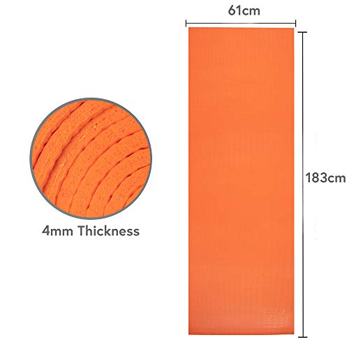 Phoenix Fitness Orange Yoga Mat - Exercise Mat for Pilates - Travel Non-Slip Multi Purpose Fitness Mat - Core Workout for Home, Gym, Yoga Studio
