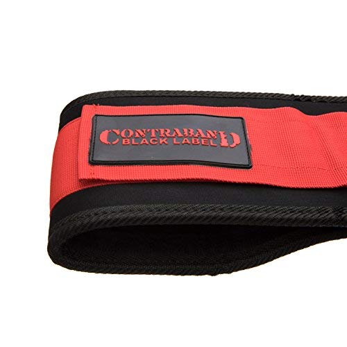 Contraband Black Label 4040 5in Foam Padded Weight Lifting Belt w/Hook & Loop - Perfect Heavy Duty Back Support for Weightlifting Bodybuilding Powerlifting - Men & Women (Red, Medium)