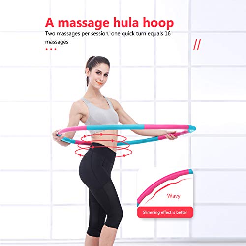 HOWIN Weighted Hula Hoop, Weighted Hula-Hoops for Adult,Hoola Hoop Adjustable width 48-88cm (26.8-34.6in),8 Sections,1 Kg (2.2lbs),Gift for Exercised Women Lose Weight and Fitness