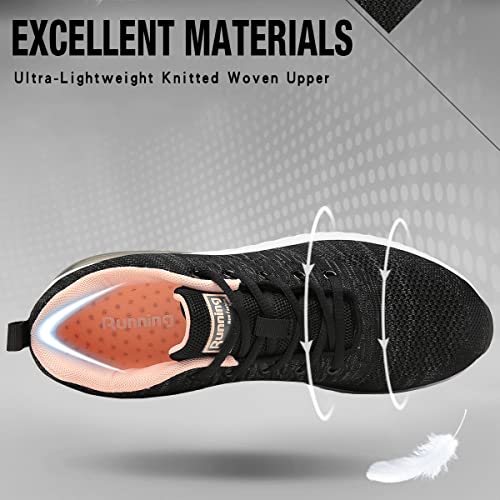 Women Men Running Shoes Sports Trainers Air Cushion Shock Absorbing Casual Walking Gym Jogging Fitness Athletic Sneakers, 7 UK 40 EU, Fa1 Greypink