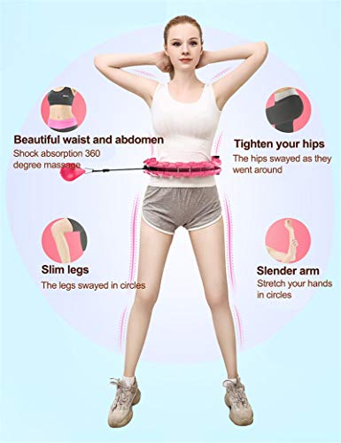 FYPARF Weighted Hula Hoop, 2 in 1 Smart Fitness Hula Hoop, 24 Segments Adjustable Without Falling, Suitable for Adults Children Beginners (pink)