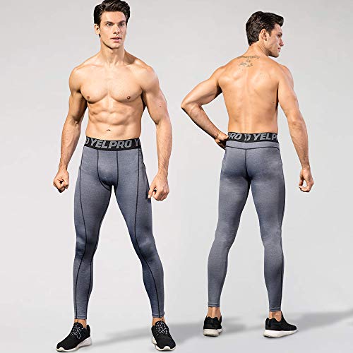 Yuerlian 3 Pack Mens Compression Leggings Cool Dry Sport Pants Running Gym  Tights