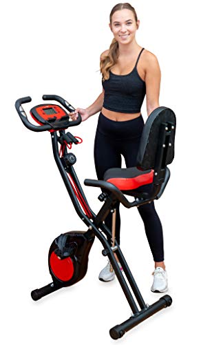YYFITT 2-in-1 Foldable Fitness Exercise Bike with Resistance Bands