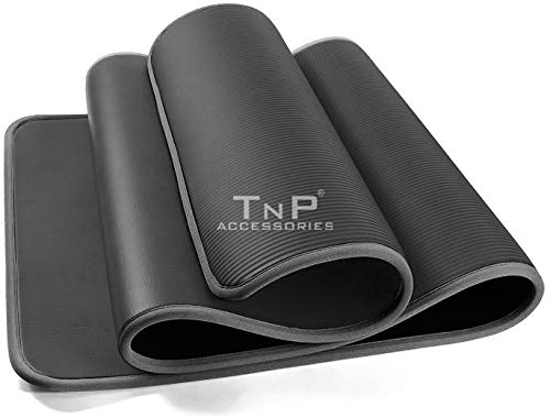 TNP Accessories Yoga Mat Large Thick Pilates Exercise Gym Floor Non Slip Camping NBR Mats Outdoor Sleeping Non Slip Crash Mat (Dark Grey Trim)