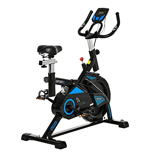 HOMCOM Stationary Exercise Bike 13KG Flywheel Indoor Cycling Bicycle Cardio Workout Trainer w/ Heart Pulse Sensor & LCD Monitor Adjustable Resistance Black