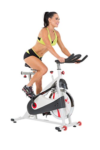Sunny Health & Fitness Exercise Indoor Studio Cycle Bike with 40lb Flywheel, Belt Drive Premium Indoor Cycle w/Clipless and Caged Pedals - SF-B1509
