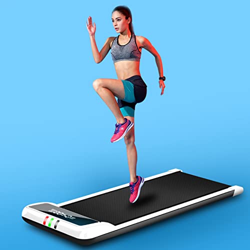 Under Desk Treadmill Motorised Treadmill Portable Walking Running Pad Flat Slim Machine with Remote Control & LCD Display for Home Office Gym Use, Installation Free