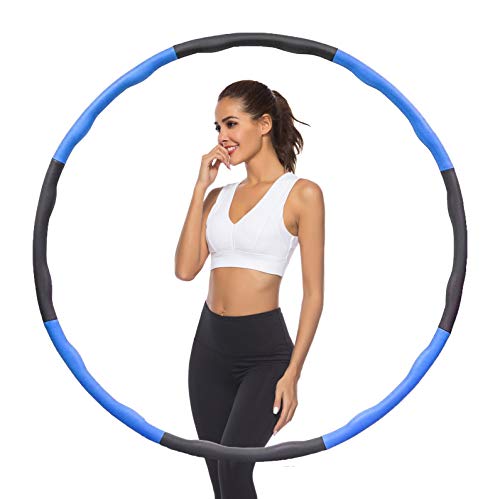 Hula Hoop for Adults Kids, Weighted Hoola Hoop for Fitness Exercise Gym, Adjustable Width 75-95cm(28.7-37.4in), Gift for Youth Adults (Color : Blue)