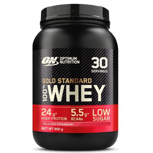 Optimum Nutrition Gold Standard Whey Protein Powder, Delicious Strawberry, 30 Servings, 900g