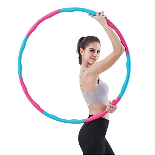 HOWIN Weighted Hula Hoop, Weighted Hula-Hoops for Adult,Hoola Hoop Adjustable width 48-88cm (26.8-34.6in),8 Sections,1 Kg (2.2lbs),Gift for Exercised Women Lose Weight and Fitness