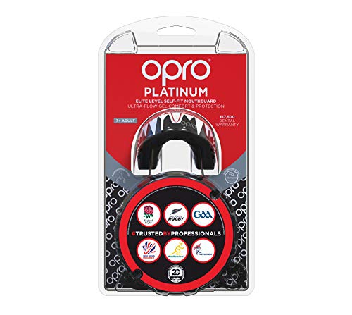 Opro Adult Platinum Level Mouthguard for Ball, Stick and Combat Sports - 18 Month Dental Warranty (Ages 10+) (Black/White/Red) - Gym Store | Gym Equipment | Home Gym Equipment | Gym Clothing