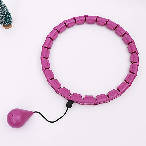 Weighted smart hula hoop exercise for adults and kids 2 in 1 abdominal fitness weight loss massage non-drop hula hoop 24 detachable knots auto-rotating ball lazy people can lose weight (Lavender)